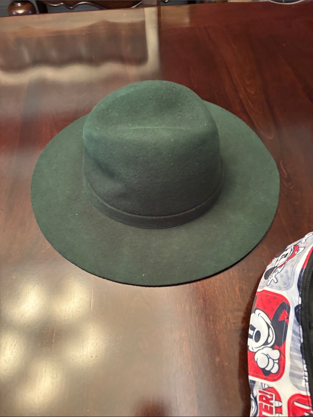 Anna & Ava Dark Green Wide-Brim Fedora Hat